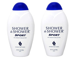 Shower To Shower sport front packaging showing bottle and label benefit fresh feeling
