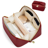 SHOWKOO front view of cosmetic bag showing elegant design and organized pockets