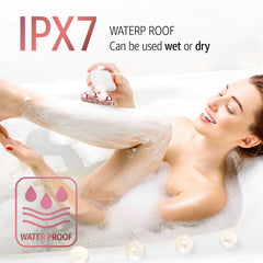 SHPAVVER in shower demonstrating IPX7 waterproof use and quick rinsing convenience