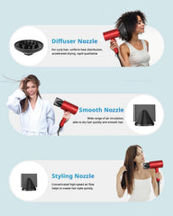 SHRATE hair dryer in use on curly hair defining curls and minimizing frizz
