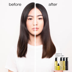 shu uemura art of hair pump and bottle detail highlighting easy dosing