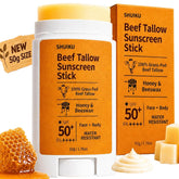 SHUIKU front packaging of beef tallow sunscreen stick showing SPF 50 benefit