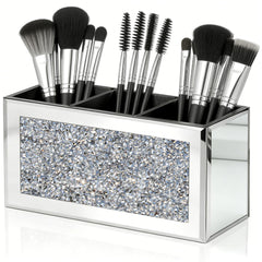 SHYFOY front view mirrored brush holder showing sleek storage and decorative sparkle