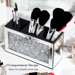 SHYFOY top view of three compartments showing organized brush and pencil storage