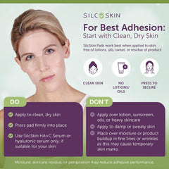 Silc Skin pads applied under-eye demonstrating comfortable fit