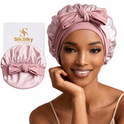 SilkSilky front view bonnet showing pale mauve color and smooth silk finish for protection