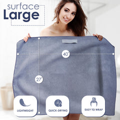 SimpleField flat lay showing full 27x40 size for complete long-hair coverage