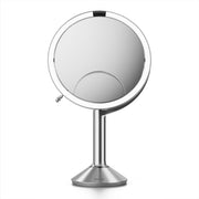 simplehuman round front view showing Tru-Lux lighting for accurate color