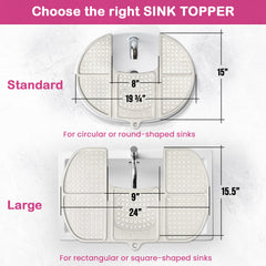 Sink Topper size comparison display of Small and Large to choose correct fit by Sink Topper