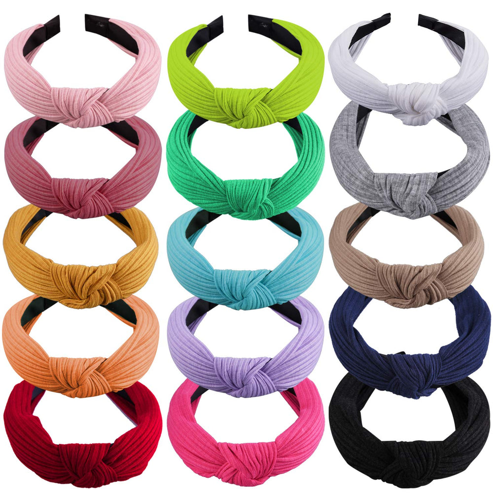 SIQUK front view of full 15-piece headband pack showing vibrant colors and variety