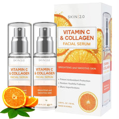 Skin 2.0 front packaging showing vitamin C collagen serum and key benefit of radiance