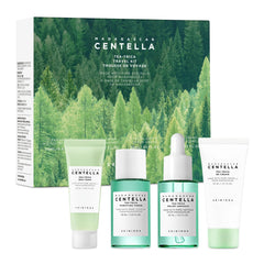 SKIN1004 travel kit front packaging showing compact set and calming design benefit