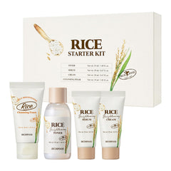 SKINFOOD 1957 starter kit packshot showing full rice skincare set and travel sizes for convenience