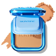 SKINTIFIC compact closed showing sleek case and easy portability benefit