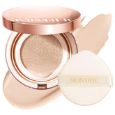 SKINTIFIC cushion foundation front packaging showing sleek compact and shade label benefit longwear