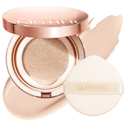 SKINTIFIC cushion foundation front packaging showing sleek compact and shade label benefit longwear