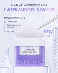 SKINTIFIC saturated pad showing solution for effective exfoliation
