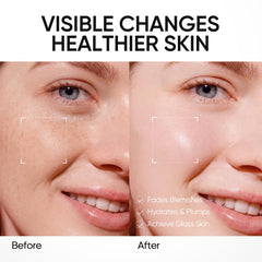 SKINTIFIC ingredient callout showing PDRN and patented brighteners for radiance