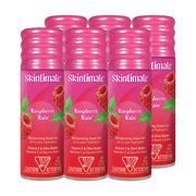 Skintimate front packaging showing raspberry scent and six-pack convenience