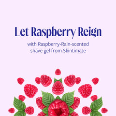Skintimate Raspberry Rain creamy lather on leg showing moisturizing benefit