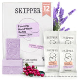 Skipper 12-pack front packaging showing compostable refill advantage