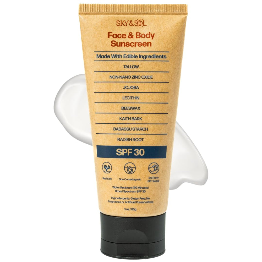 Sky and Sol front jar showing clean packaging and SPF benefit
