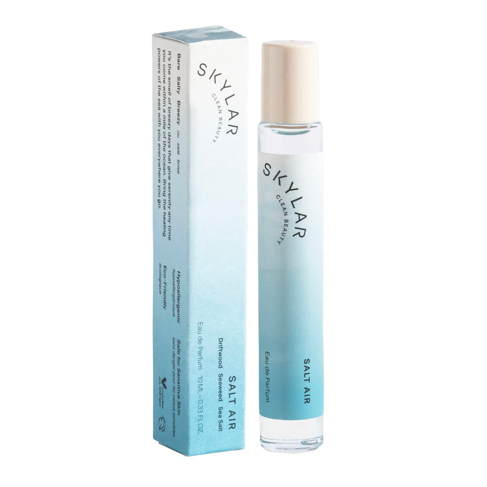 Skylar Salt Air front bottle view showing compact travel-ready design and easy carry