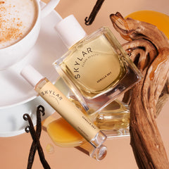Skylar perfume pouring texture close-up showing creamy gourmand character