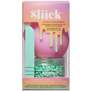 Sliick front packaging showing coconut melon scent and kit contents benefits clarity