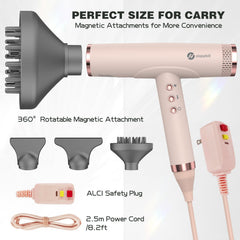 slopehill dryer in use on long hair demonstrating fast drying and low noise benefit