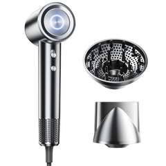 SMADYYY hair dryer front view showing compact design and ergonomic handle for easy styling