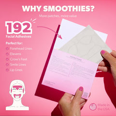 Smoothies patch in use on forehead demonstrating smoothing effect