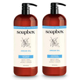 Soapbox bottle front packaging showing brand and smooth-hair benefits