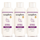 Soapbox Coconut & Goji Berry front packaging showing bottle and branding for gentle hydration