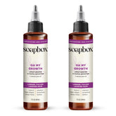 Soapbox front packaging showing 2-pack for fuller-looking hair benefit