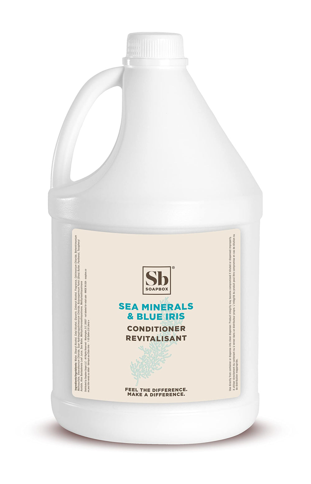 Soapbox gallon front view showing label and size for bulk refills