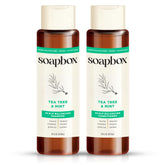 Soapbox front packaging showing tea tree and mint benefits