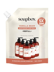 Soapbox front bottle view showing 64oz refill and clear branding benefit: easy identification
