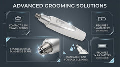 Sodynee trimmer held in hand to show scale and portability for travel convenience