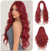 SOFEIYAN front view burgundy red wig showing natural middle part and shine