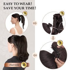SOFEIYAN worn in high ponytail illustrating instant length and polished finish