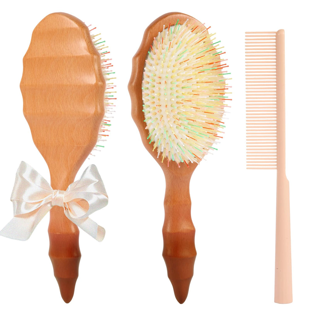 Sofmild front view wooden handle brush showing ergonomic shape and elegance
