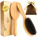 sofmild front view wooden boar bristle brush showing sleek finish and shine benefit