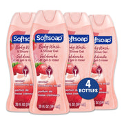 Softsoap front packaging showing creamy strawberry scent and 20 fl oz size for easy identification