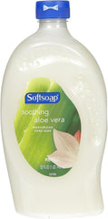 Softsoap front packaging showing brand and soothing aloe scent benefits