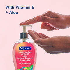 Softsoap pump dispensing soap into hand for fast, mess-free use