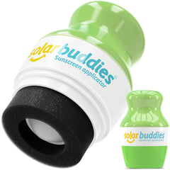 Solar Buddies front view showing full-green bottle and travel-ready design benefit