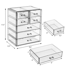 Sorbus top-down view with open drawers displaying organized makeup for convenience