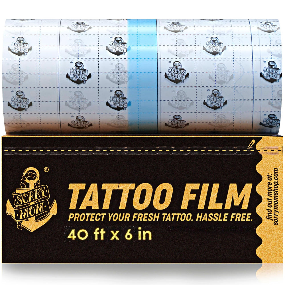 Sorry Mom front packaging showing clear protective tattoo film benefit protection