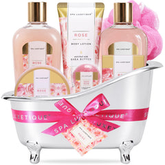 spa luxetique front packaging showing gift-ready rose basket and elegant presentation